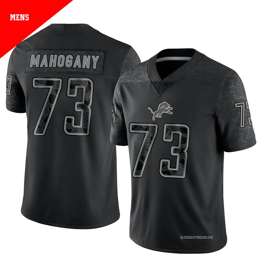 Men's Christian Mahogany ＃73 Detroit Lions Black Limited Reflective Jersey