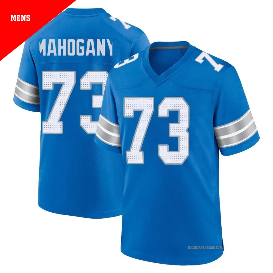 Men's Christian Mahogany ＃73 Detroit Lions Blue Game 2nd Jersey