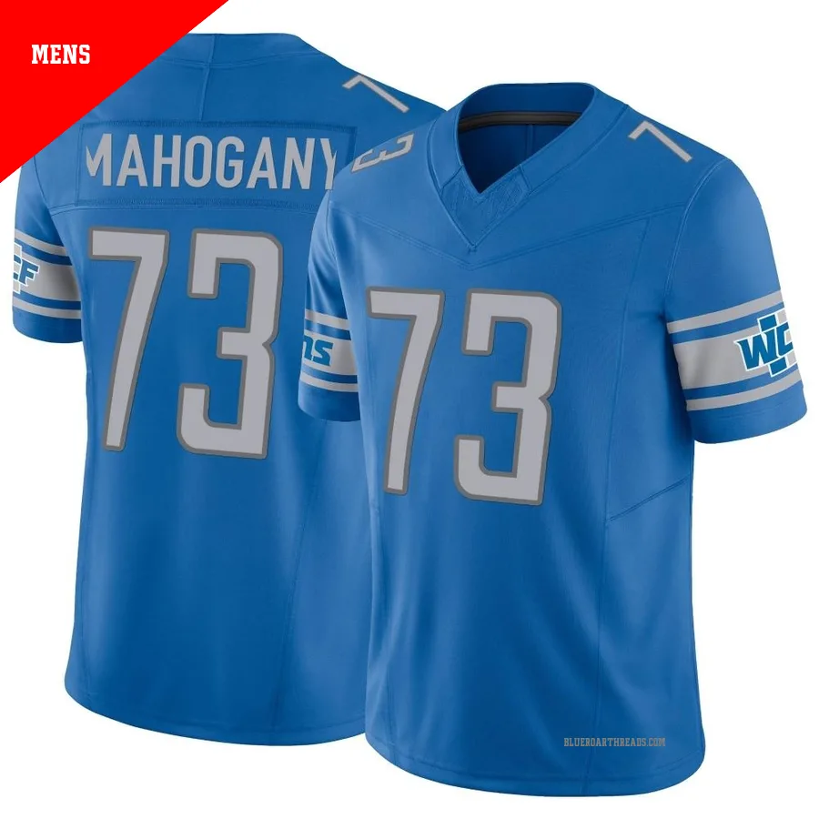 Men's Christian Mahogany ＃73 Detroit Lions Blue Limited Vapor F.U.S.E. Jersey