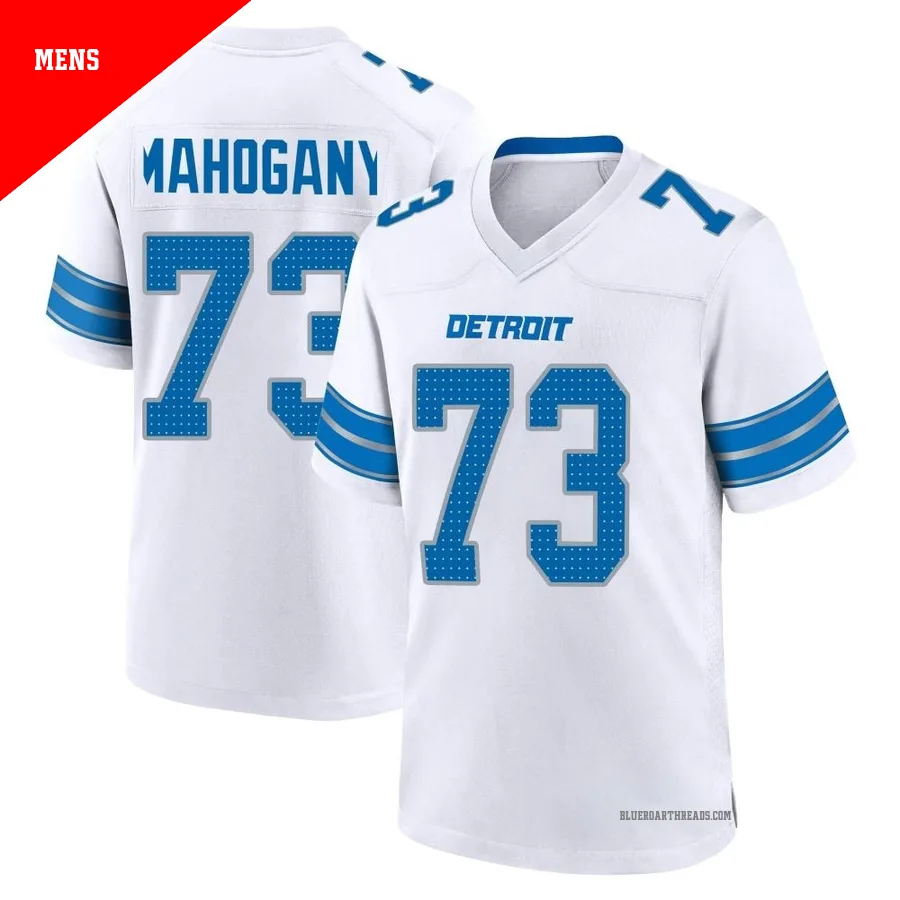 Men's Christian Mahogany ＃73 Detroit Lions White Game 2nd Jersey