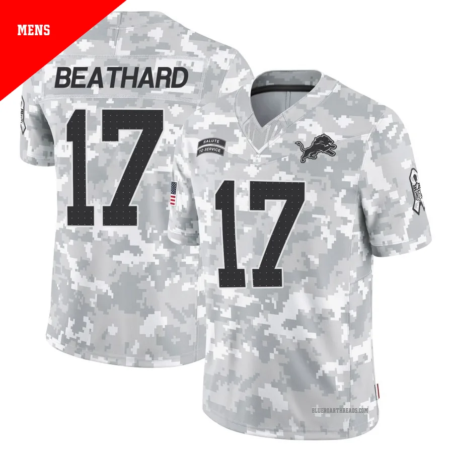 Men's C.J. Beathard ＃17 Detroit Lions Arctic Camo Limited 2024 Salute to Service Jersey