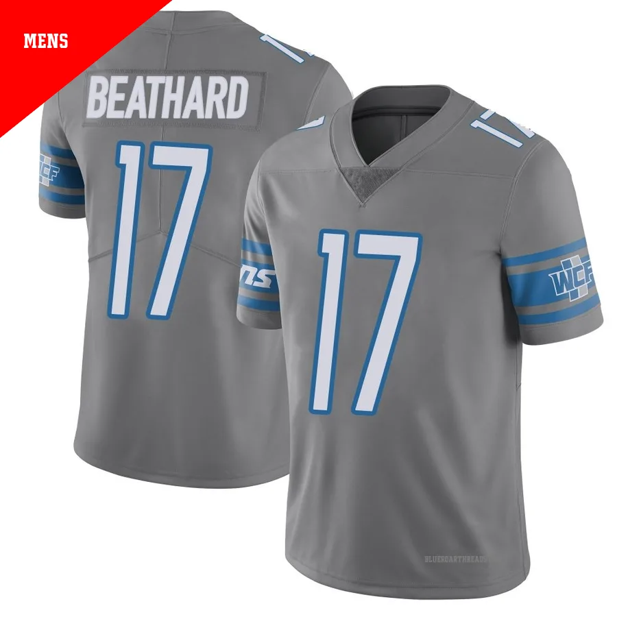 Men's C.J. Beathard ＃17 Detroit Lions Limited Color Rush Steel Vapor Untouchable Jersey