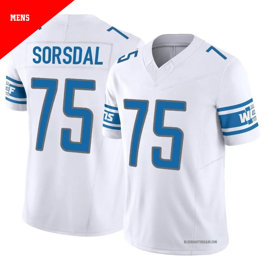 Men's Colby Sorsdal ＃75 Detroit Lions White Limited Vapor F.U.S.E. Jersey