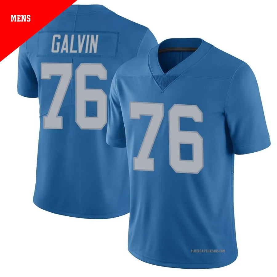 Men's Connor Galvin ＃76 Detroit Lions Blue Limited Throwback Vapor Untouchable Jersey