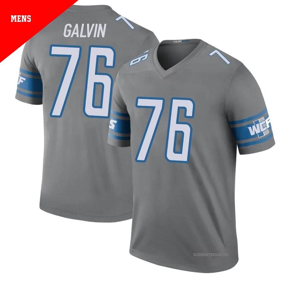 Men's Connor Galvin ＃76 Detroit Lions Legend Color Rush Steel Jersey