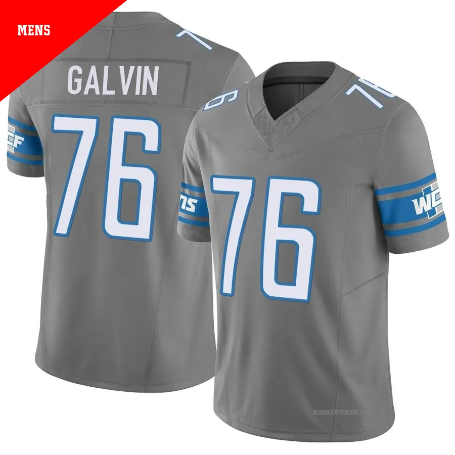 Men's Connor Galvin ＃76 Detroit Lions Limited Silver Vapor F.U.S.E. Jersey