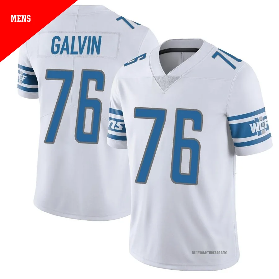 Men's Connor Galvin ＃76 Detroit Lions White Limited Vapor Untouchable Jersey
