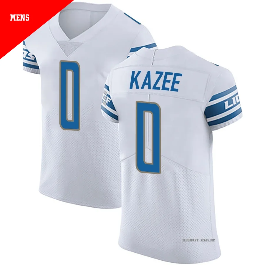 Men's Damontae Kazee ＃0 Detroit Lions White Elite Vapor Untouchable Jersey