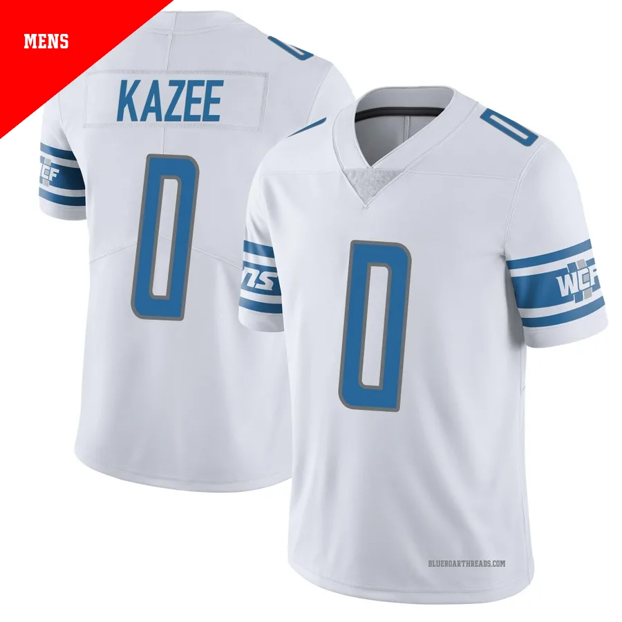 Men's Damontae Kazee ＃0 Detroit Lions White Limited Vapor Untouchable Jersey