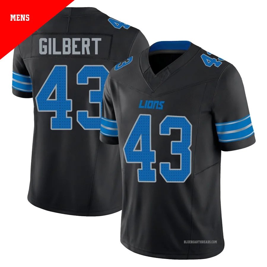 Men's DaRon Gilbert ＃43 Detroit Lions Black Limited Alternate Vapor F.U.S.E. 2nd Jersey