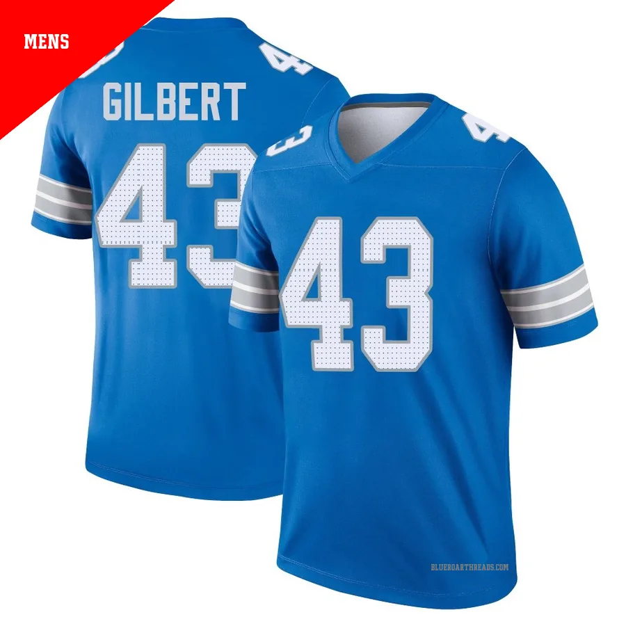 Men's DaRon Gilbert ＃43 Detroit Lions Blue Legend 2nd Jersey