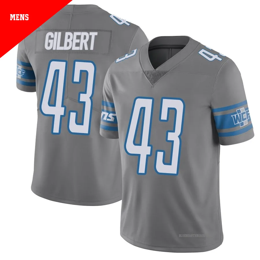 Men's DaRon Gilbert ＃43 Detroit Lions Limited Color Rush Steel Vapor Untouchable Jersey