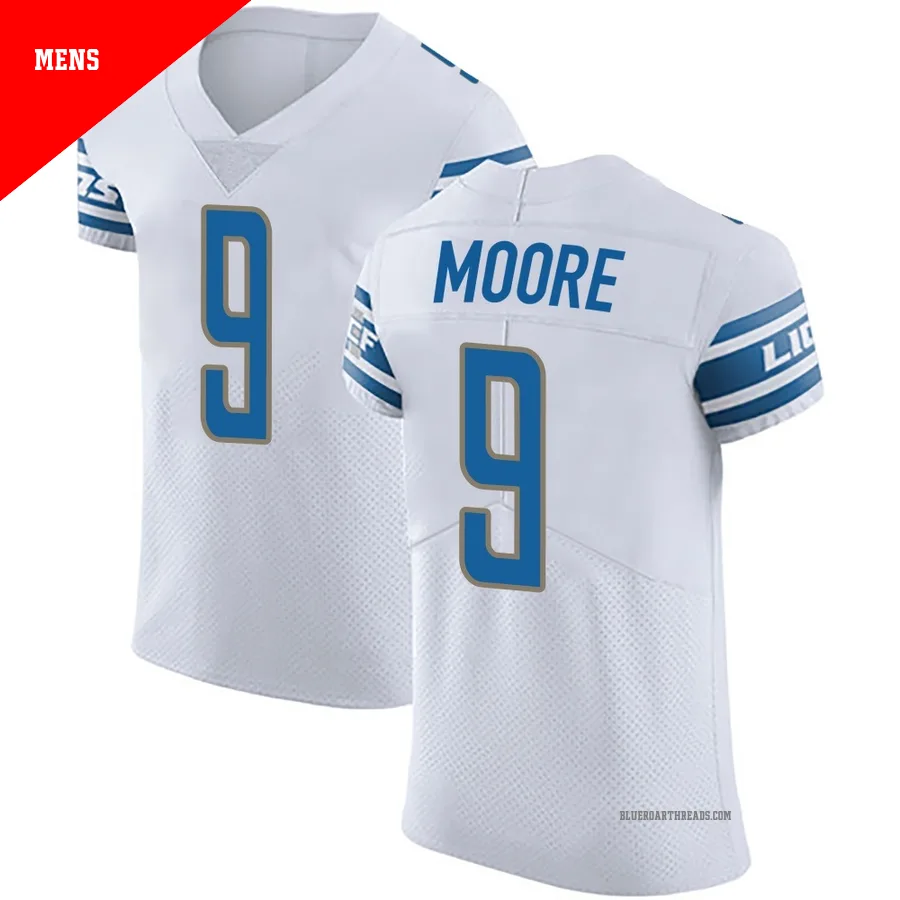 Men's Derrick Moore ＃9 Detroit Lions White Elite Vapor Untouchable Jersey