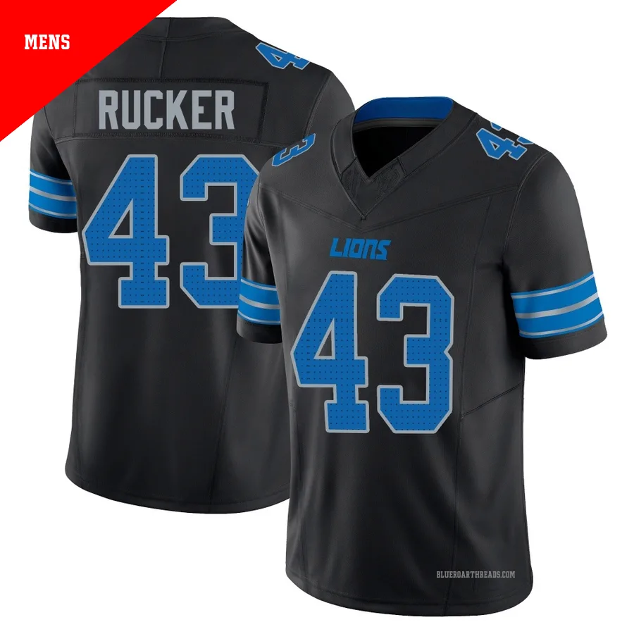 Men's De'Shawn Rucker ＃43 Detroit Lions Black Limited Alternate Vapor F.U.S.E. 2nd Jersey