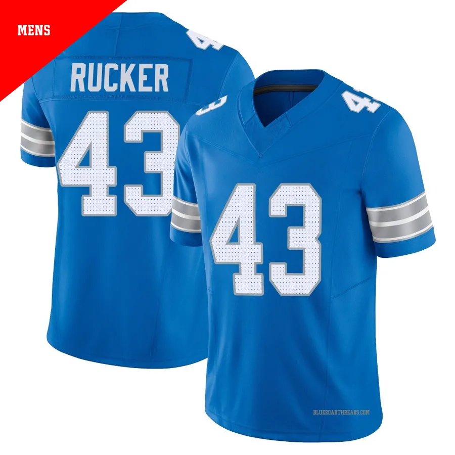 Men's De'Shawn Rucker ＃43 Detroit Lions Blue Limited Vapor F.U.S.E. 2nd Jersey