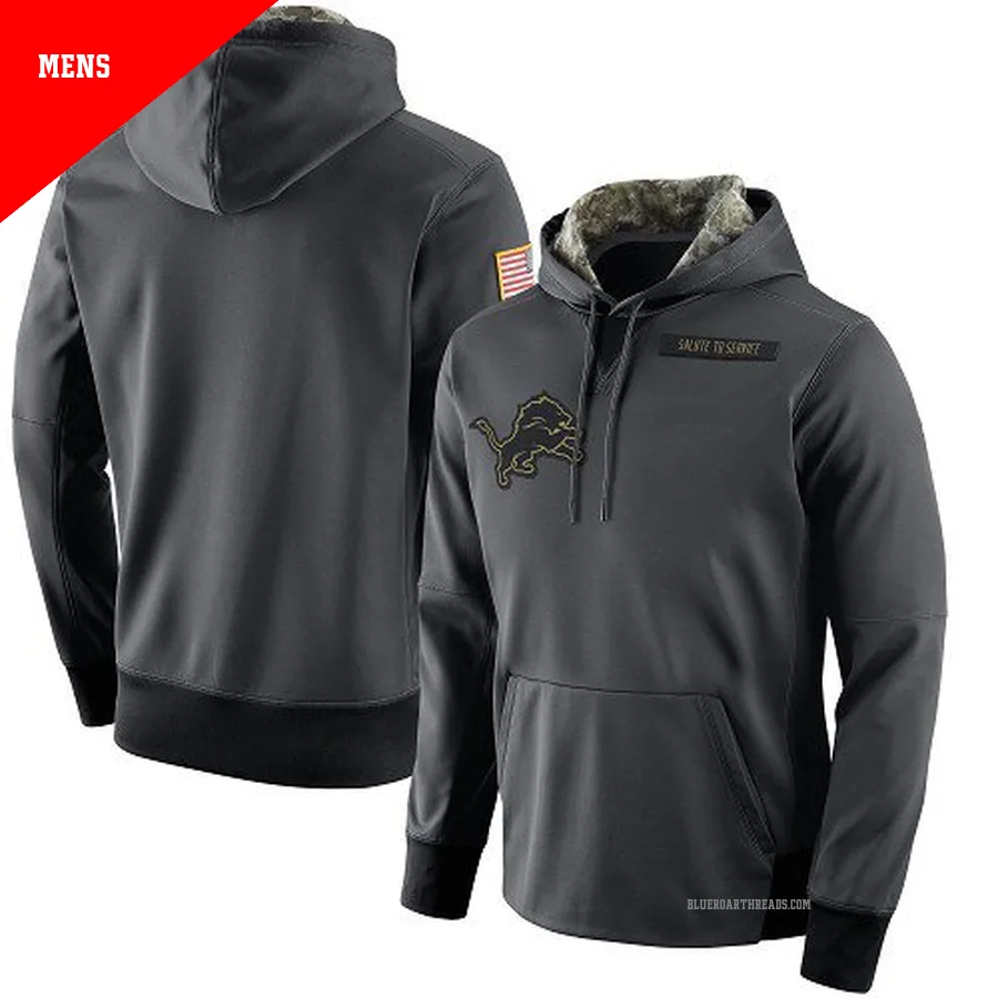 Men's Detroit Lions Anthracite Salute to Service Player Performance Hoodie