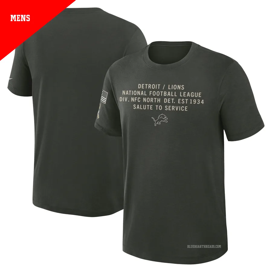 Men's Detroit Lions Green Dark 2025 Salute to Service Sideline Slub T-Shirt