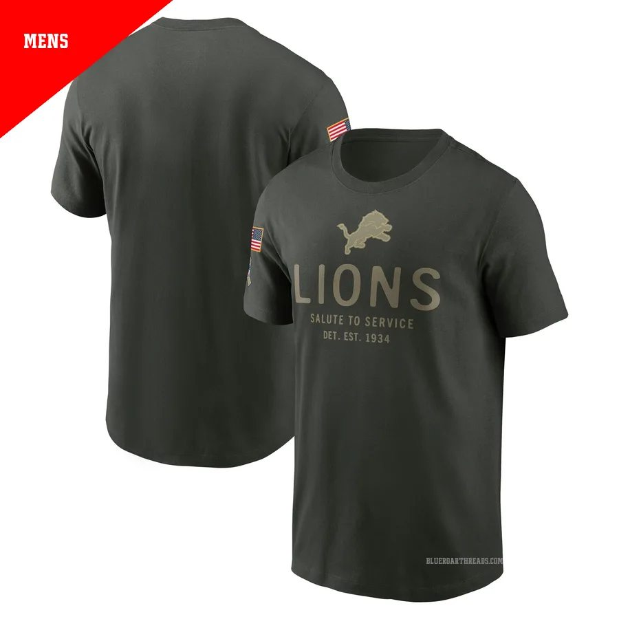 Men's Detroit Lions Green Forest 2025 Salute to Service Sideline T-Shirt