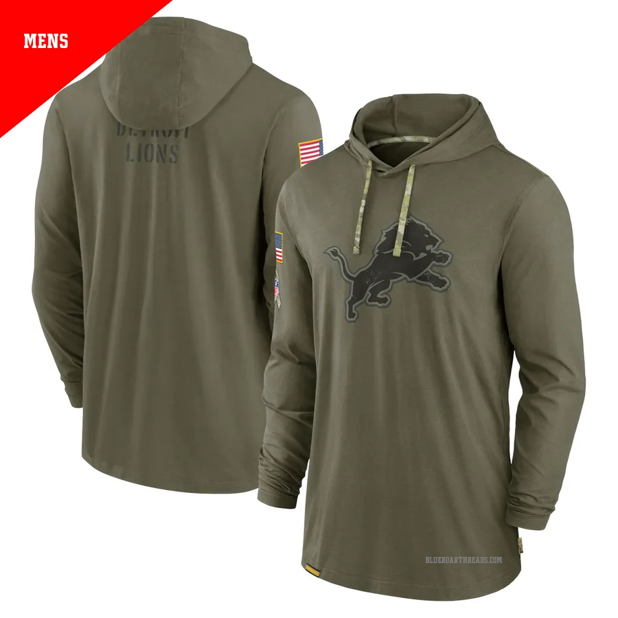 Men's Detroit Lions Olive 2022 Salute to Service Tonal Pullover Hoodie