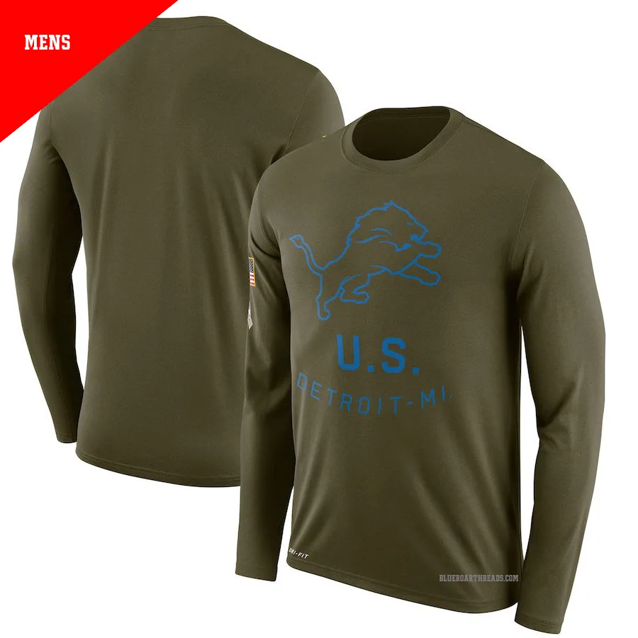 Men's Detroit Lions Olive Legend 2018 Salute to Service Sideline Performance Long Sleeve T-Shirt