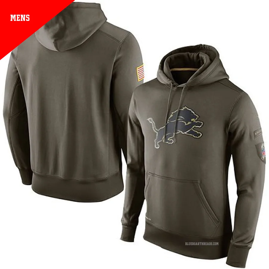 Men's Detroit Lions Olive Salute to Service KO Performance Hoodie