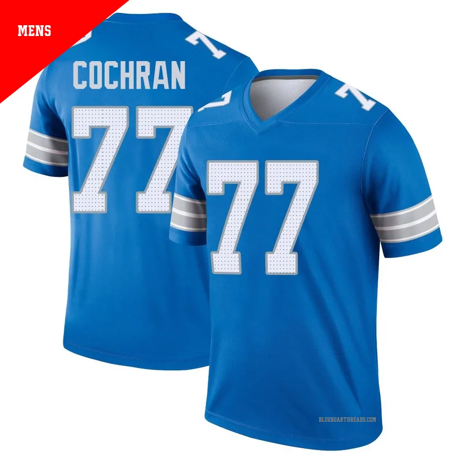 Men's Devin Cochran ＃77 Detroit Lions Blue Legend 2nd Jersey
