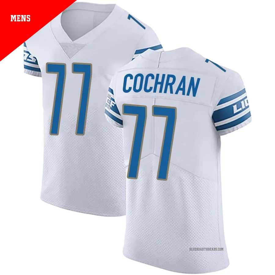 Men's Devin Cochran ＃77 Detroit Lions White Elite Vapor Untouchable Jersey