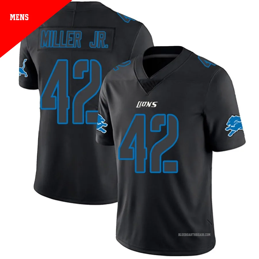 Men's D.J. Miller Jr. ＃42 Detroit Lions Black Impact Limited Jersey