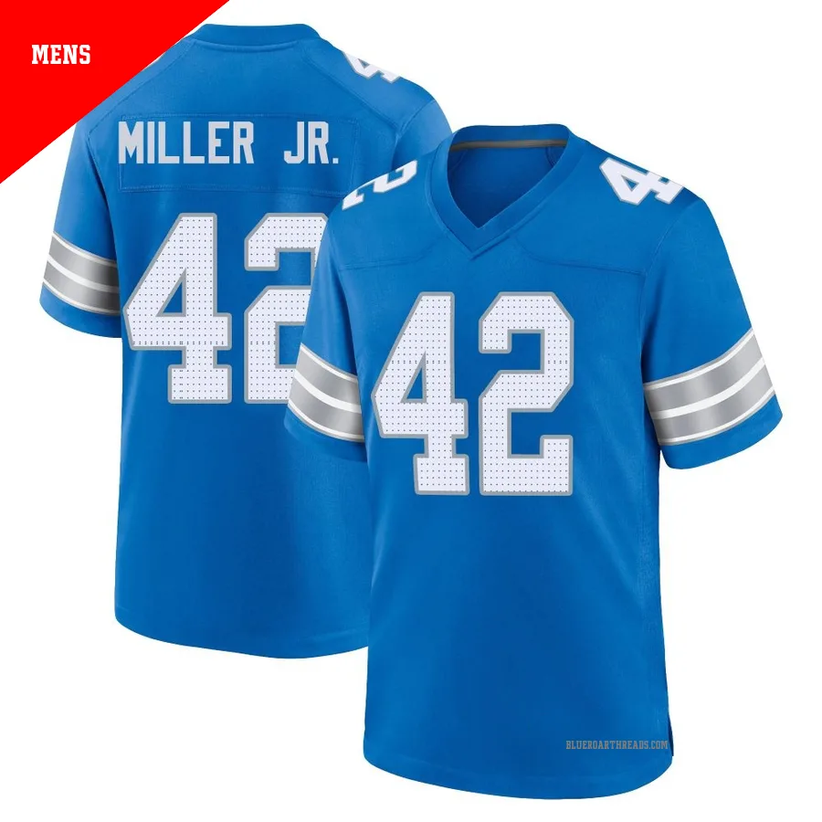 Men's D.J. Miller Jr. ＃42 Detroit Lions Blue Game 2nd Jersey