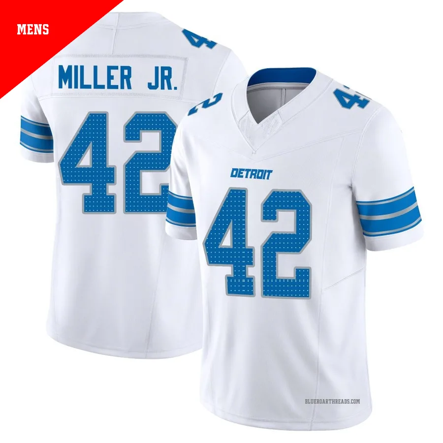 Men's D.J. Miller Jr. ＃42 Detroit Lions White Limited Vapor F.U.S.E. 2nd Jersey