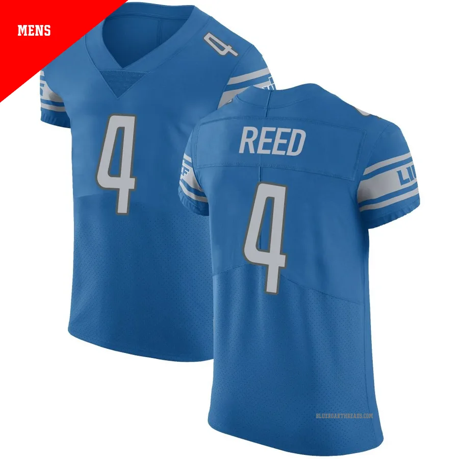 Men's D.J. Reed ＃4 Detroit Lions Blue Elite Team Color Vapor Untouchable Jersey