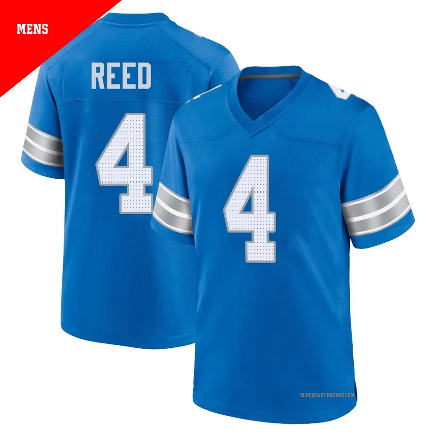 Men's D.J. Reed ＃4 Detroit Lions Blue Game 2nd Jersey