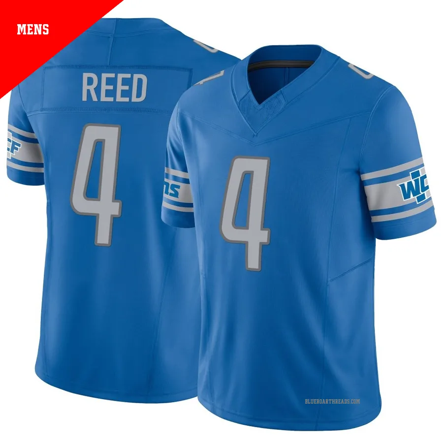Men's D.J. Reed ＃4 Detroit Lions Blue Limited Vapor F.U.S.E. Jersey