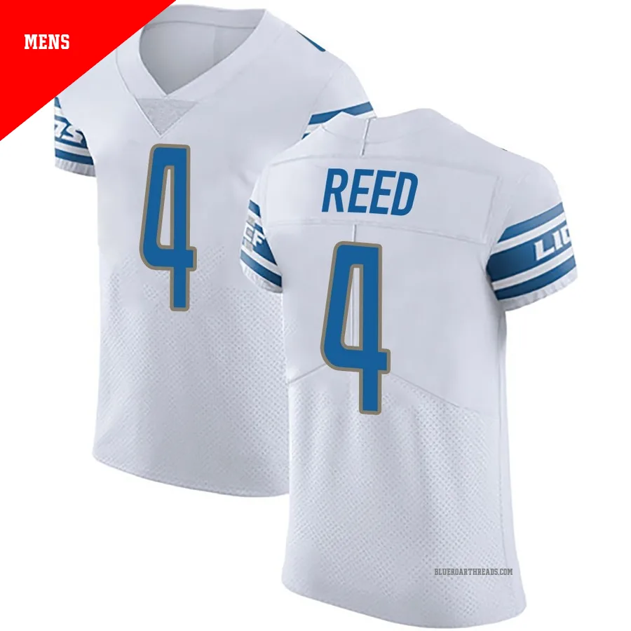Men's D.J. Reed ＃4 Detroit Lions White Elite Vapor Untouchable Jersey