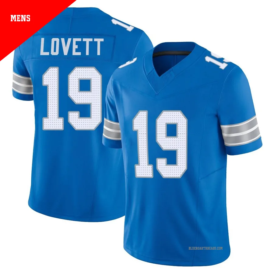 Men's Dominic Lovett ＃19 Detroit Lions Blue Limited Vapor F.U.S.E. 2nd Jersey