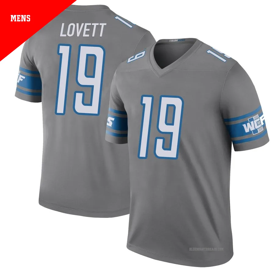 Men's Dominic Lovett ＃19 Detroit Lions Legend Color Rush Steel Jersey