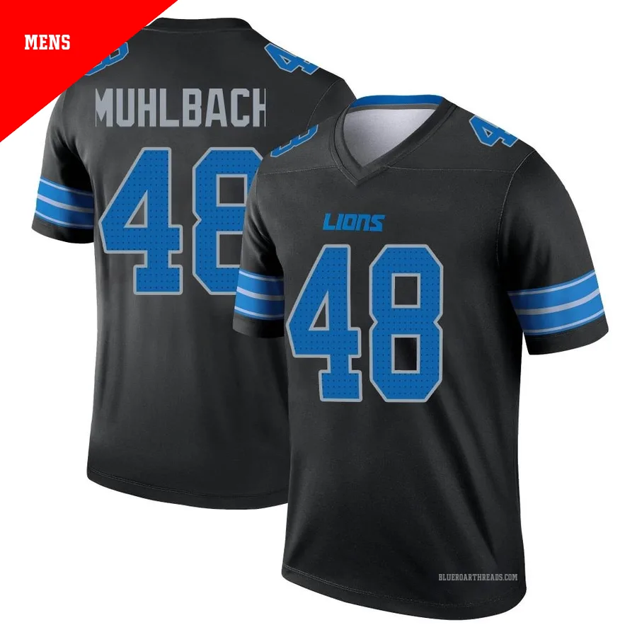 Men's Don Muhlbach ＃48 Detroit Lions Black Legend Jersey