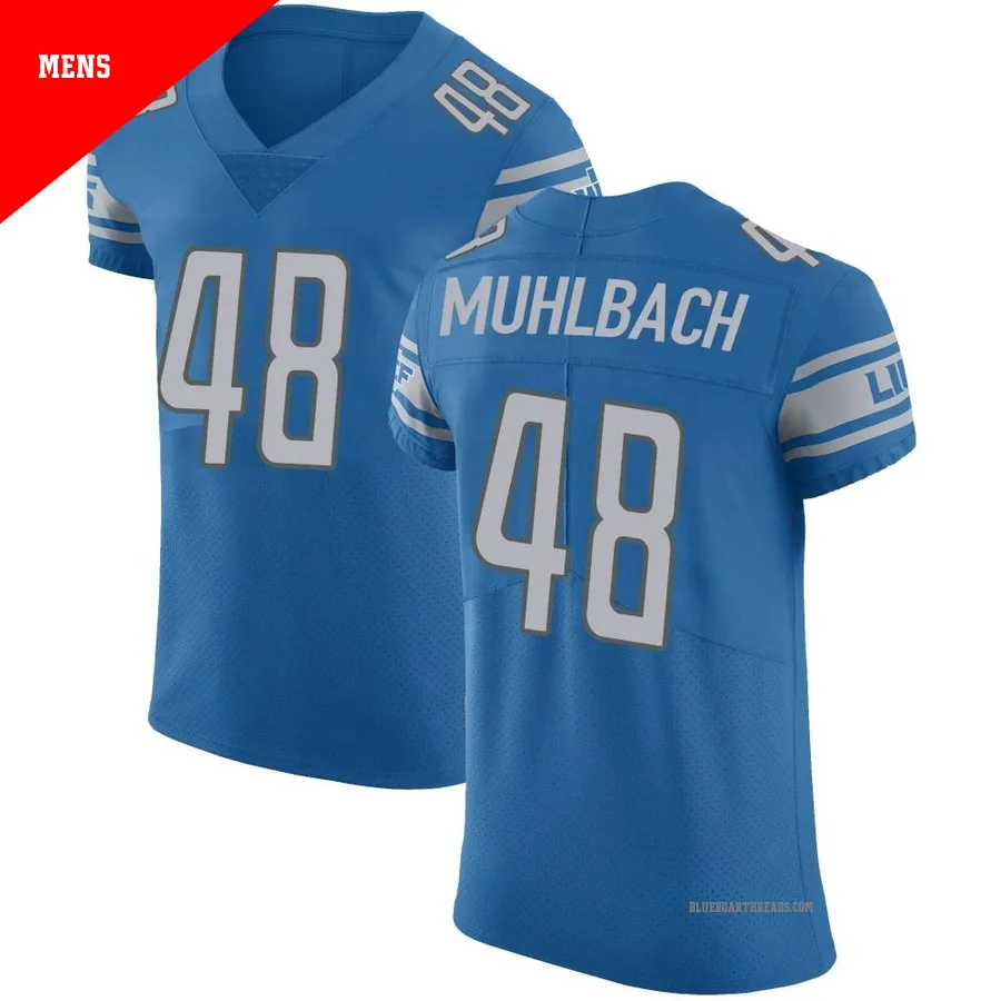 Men's Don Muhlbach ＃48 Detroit Lions Blue Elite Team Color Vapor Untouchable Jersey