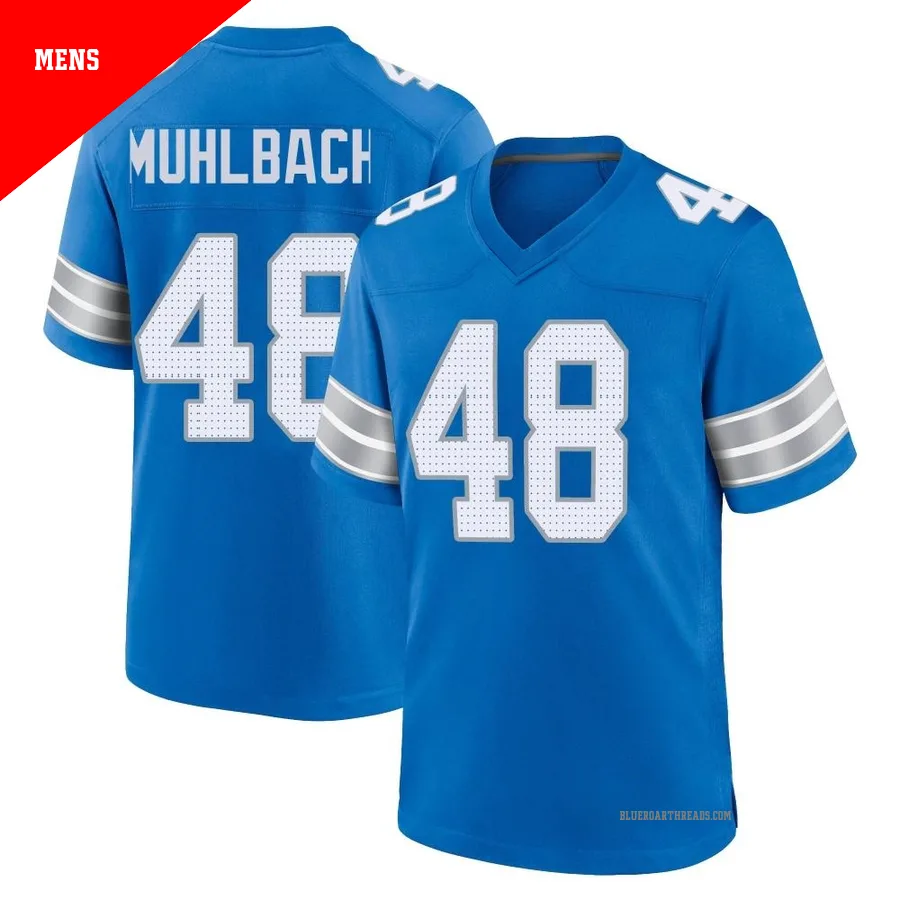 Men's Don Muhlbach ＃48 Detroit Lions Blue Game 2nd Jersey