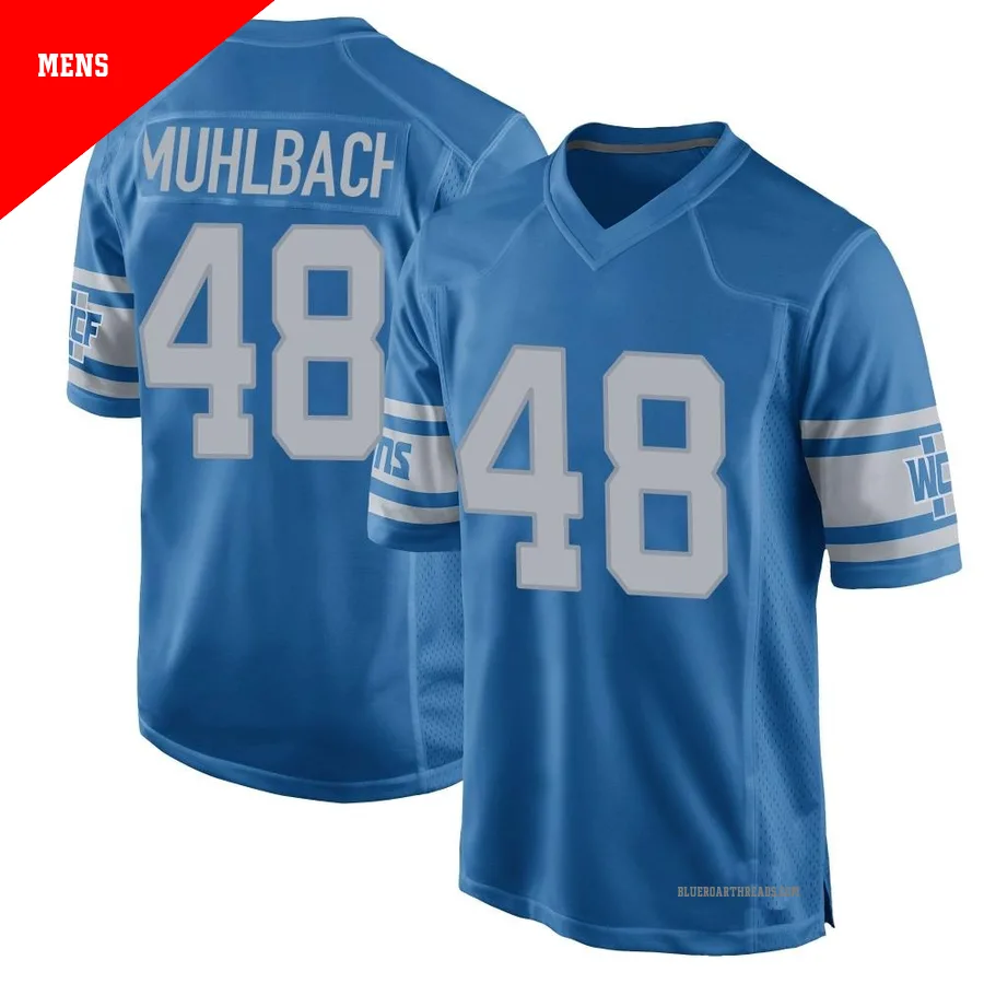 Men's Don Muhlbach ＃48 Detroit Lions Blue Game Throwback Vapor Untouchable Jersey