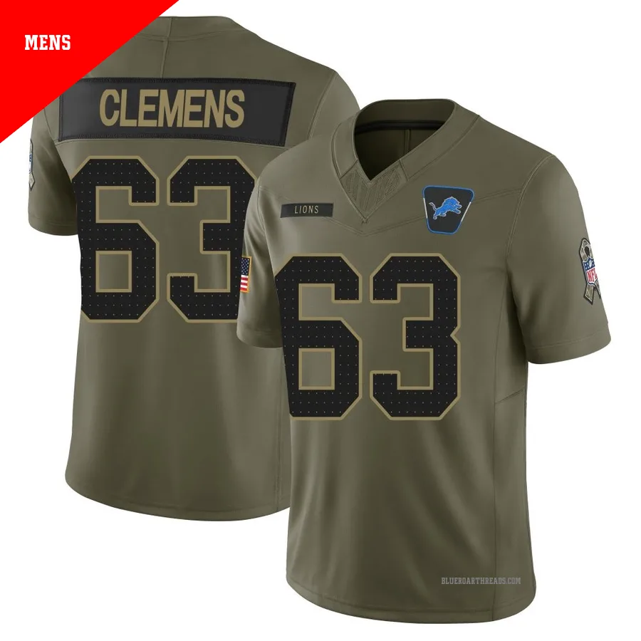 Men's Duke Clemens ＃63 Detroit Lions Olive Limited 2025 Salute to Service Jersey