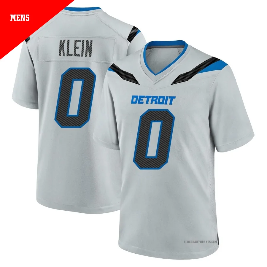 Men's Elijah Klein ＃0 Detroit Lions Game Silver 2026 Rivalries Collection Jersey