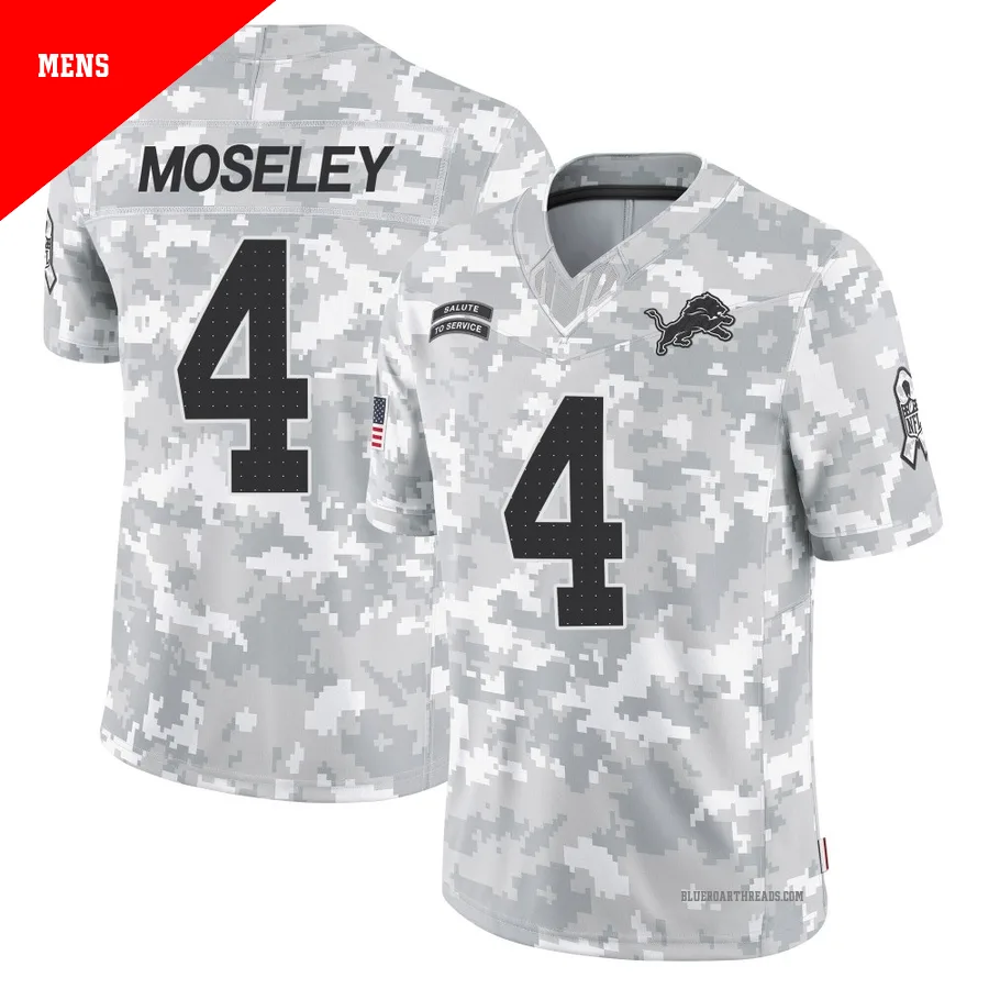 Men's Emmanuel Moseley ＃4 Detroit Lions Arctic Camo Limited 2024 Salute to Service Jersey