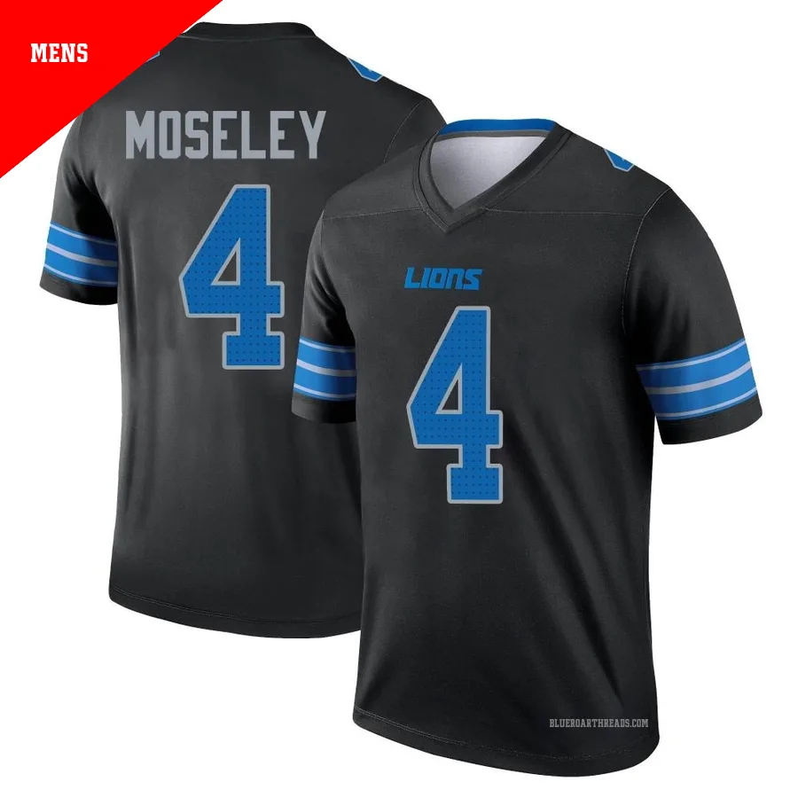Men's Emmanuel Moseley ＃4 Detroit Lions Black Legend Jersey