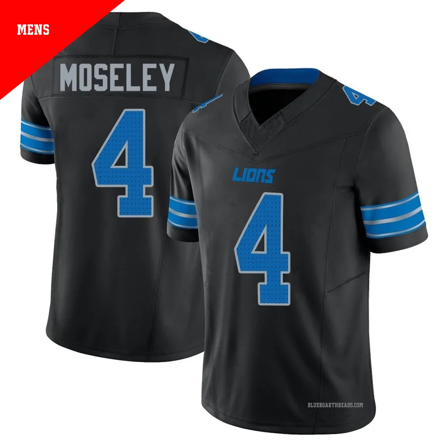 Men's Emmanuel Moseley ＃4 Detroit Lions Black Limited Alternate Vapor F.U.S.E. 2nd Jersey