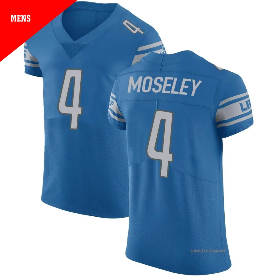 Men's Emmanuel Moseley ＃4 Detroit Lions Blue Elite Team Color Vapor Untouchable Jersey