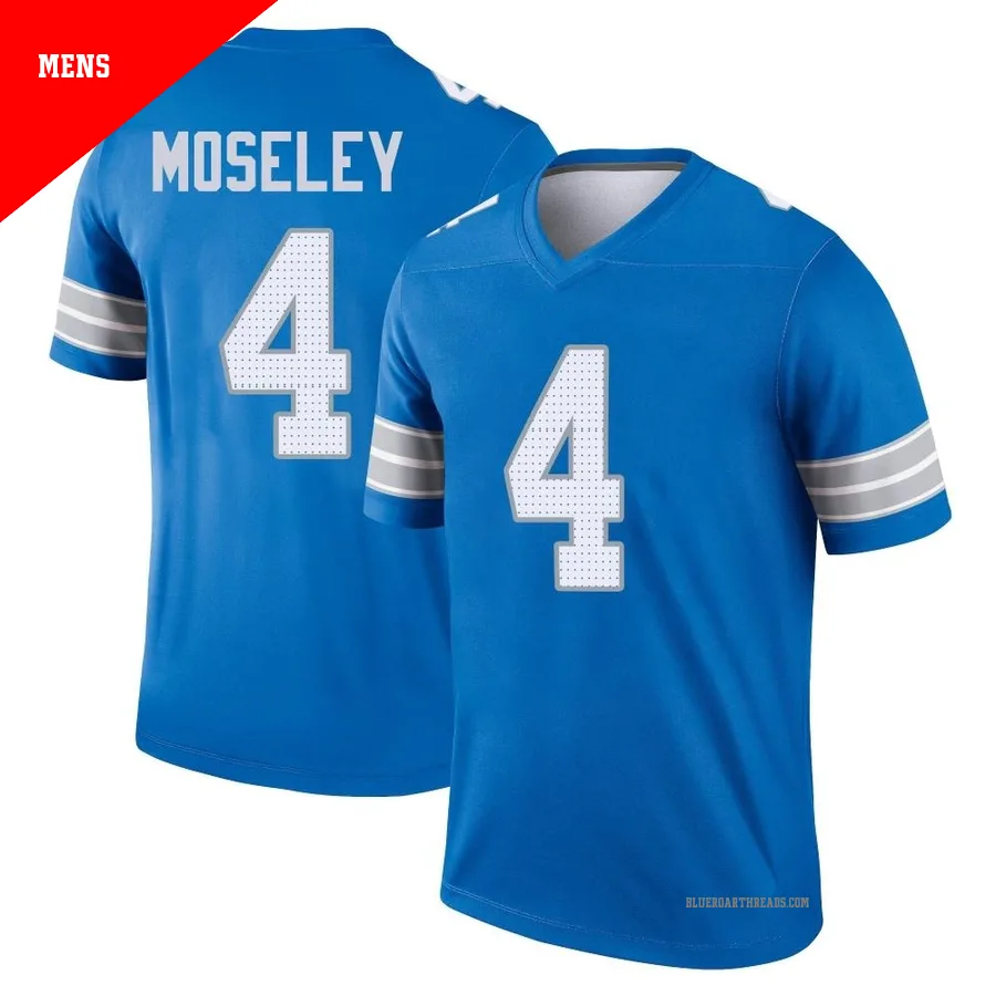Men's Emmanuel Moseley ＃4 Detroit Lions Blue Legend 2nd Jersey