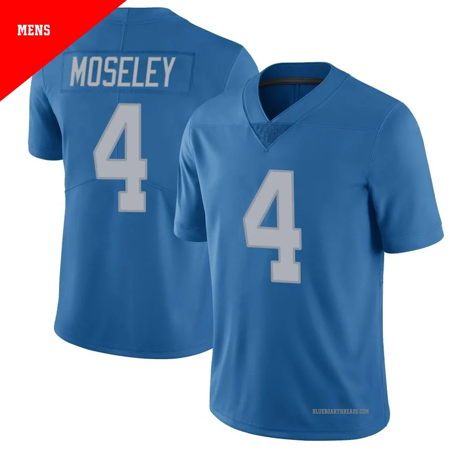 Men's Emmanuel Moseley ＃4 Detroit Lions Blue Limited Throwback Vapor Untouchable Jersey