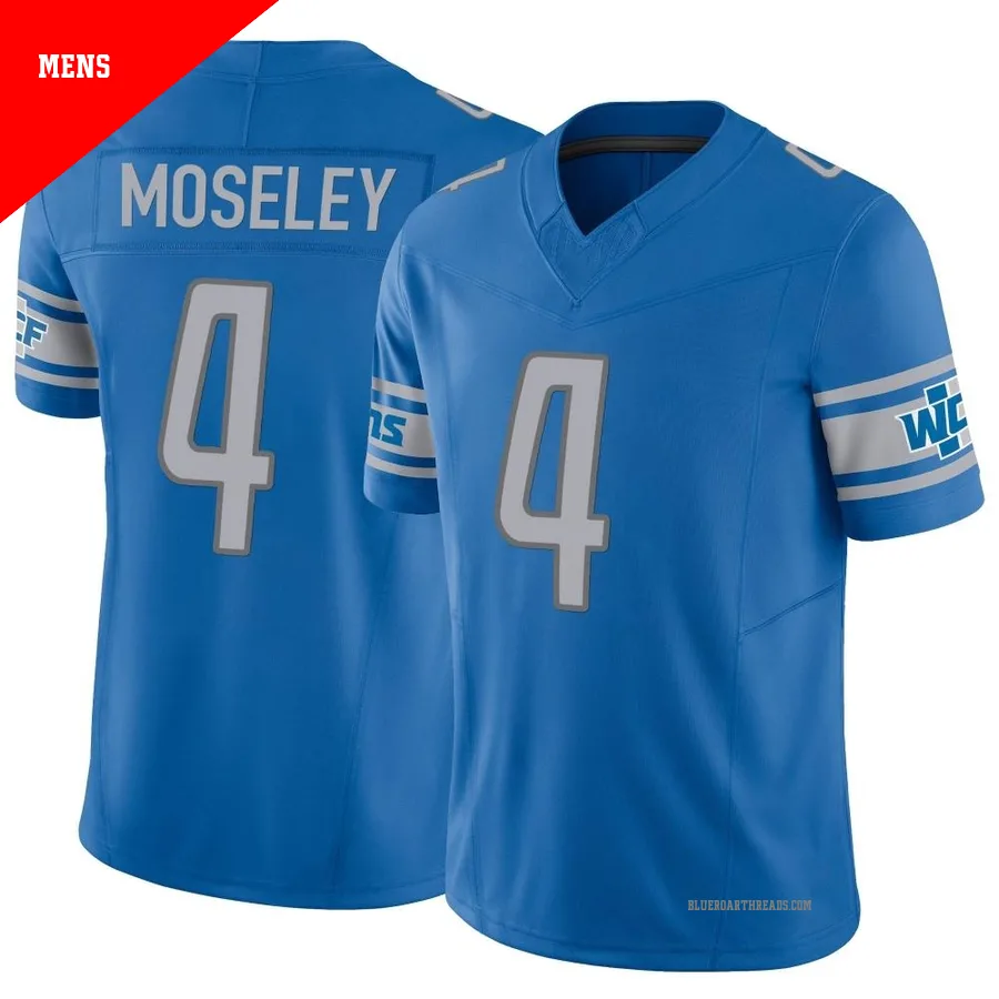 Men's Emmanuel Moseley ＃4 Detroit Lions Blue Limited Vapor F.U.S.E. Jersey