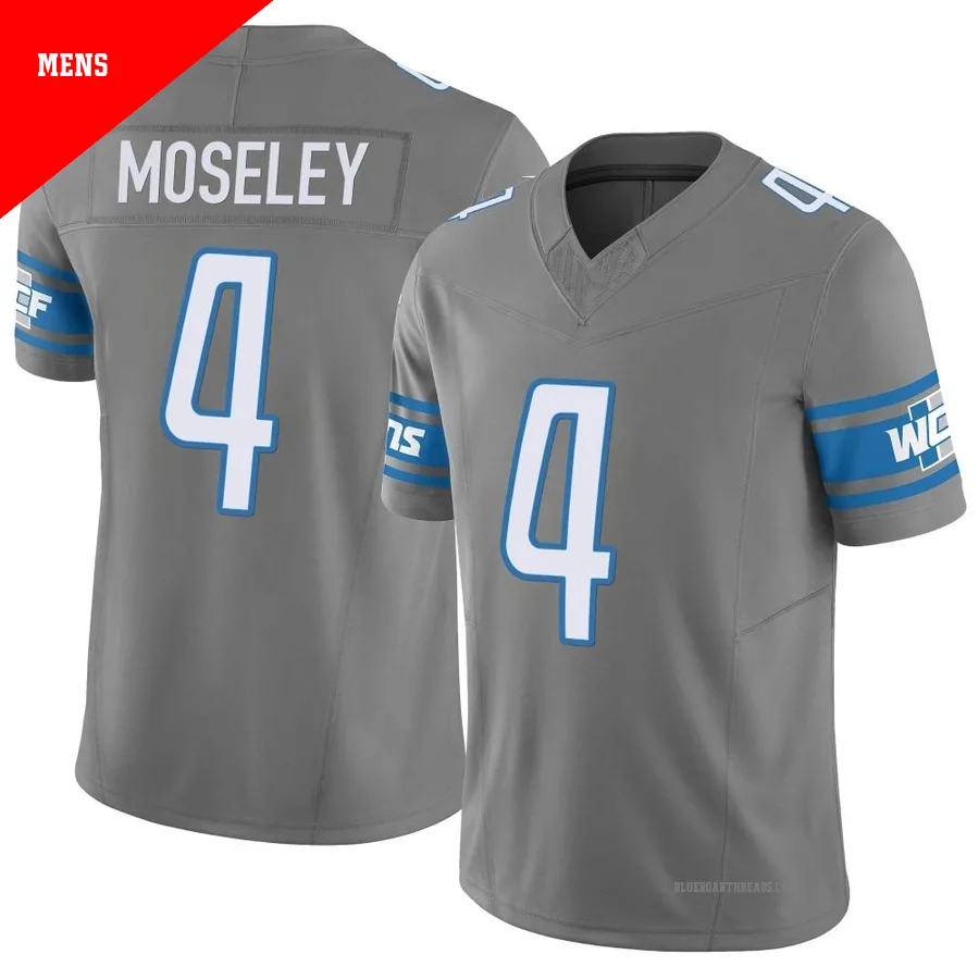 Men's Emmanuel Moseley ＃4 Detroit Lions Limited Silver Vapor F.U.S.E. Jersey